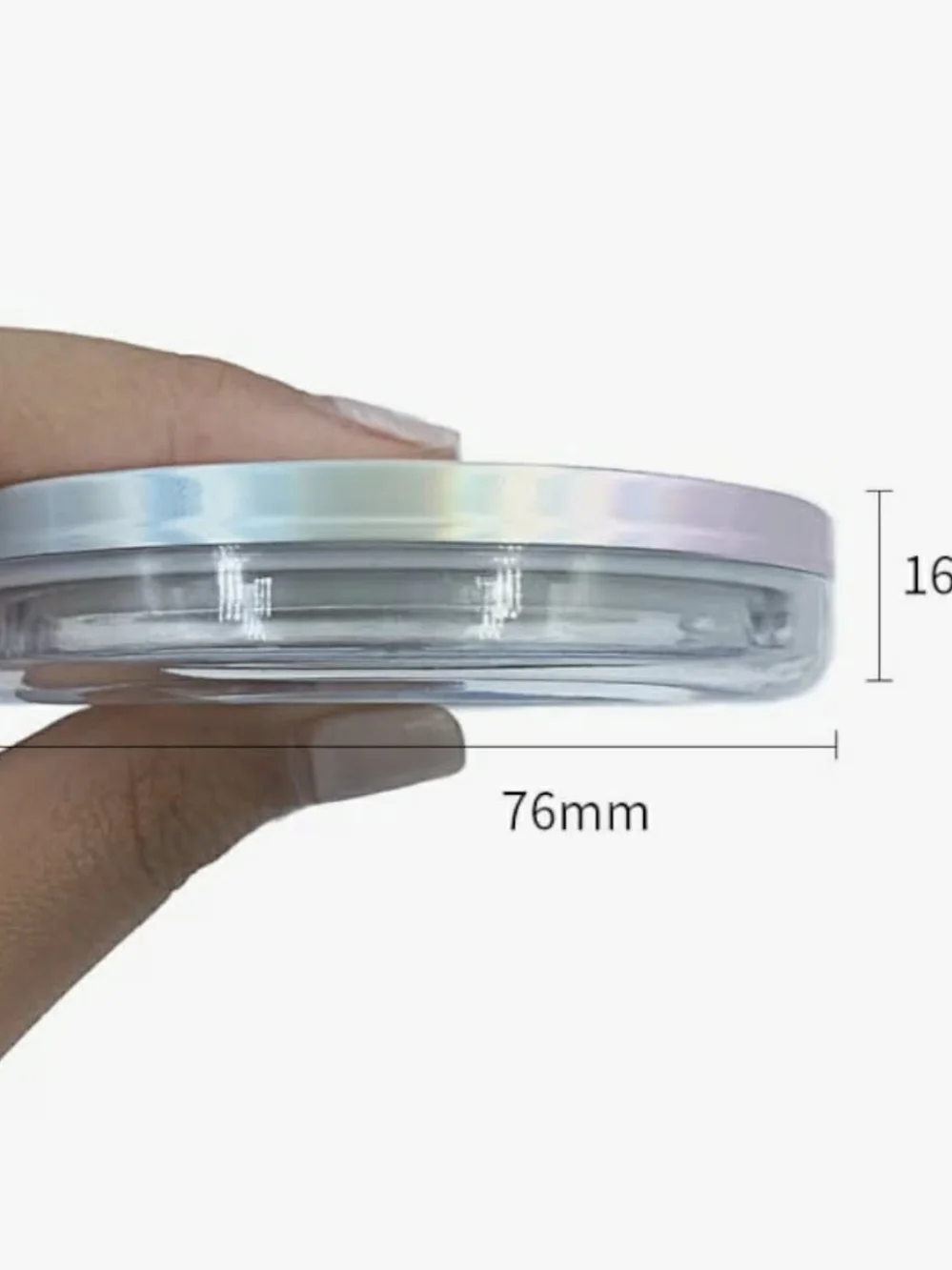 Reuseable Powder Compact Mirror Touch-Up Case with Puff - Iridescent BNIB